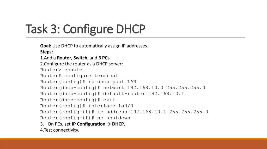 Task 3: Configure DHCP