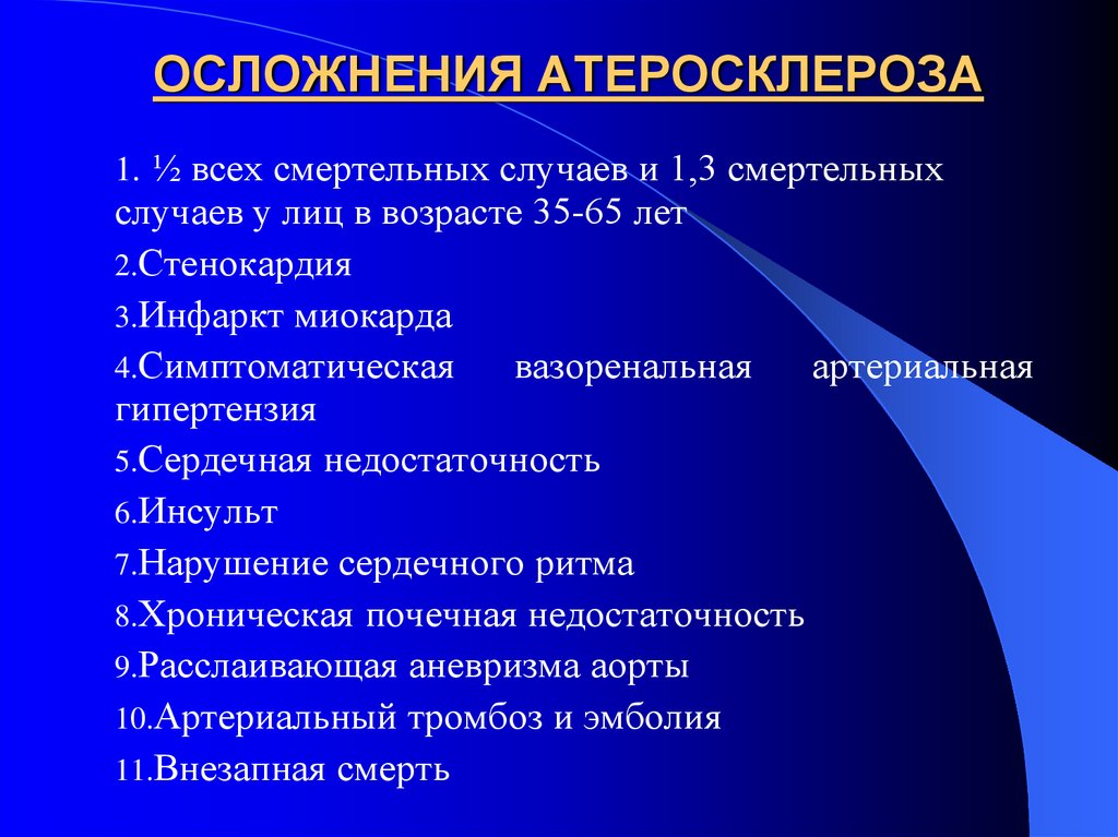 ОСЛОЖНЕНИЯ АТЕРОСКЛЕРОЗА