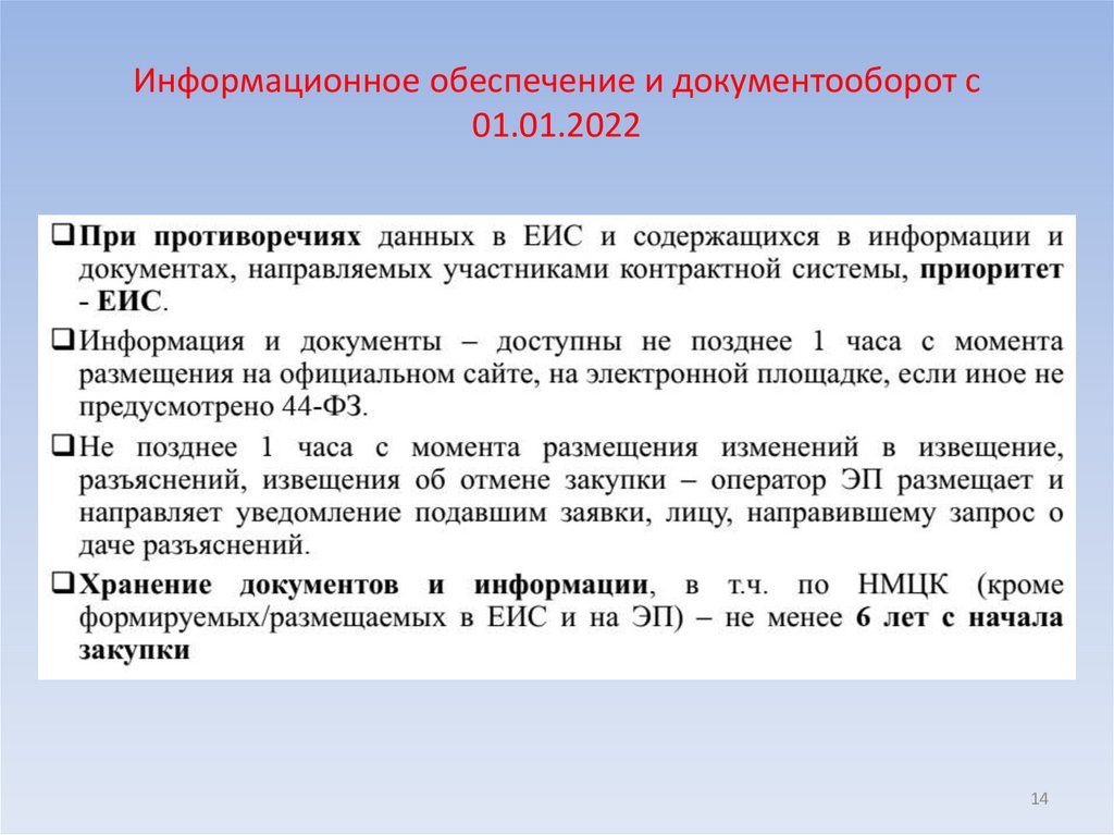 Информационное обеспечение и документооборот с 01.01.2022