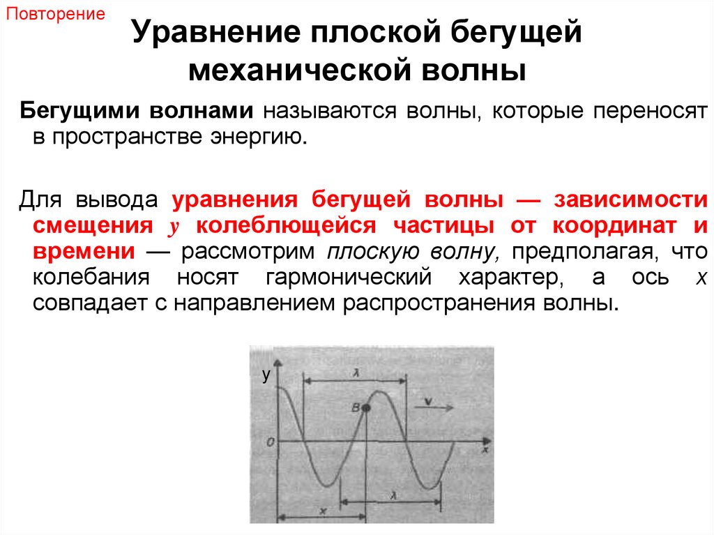 Уравнение плоской бегущей механической волны