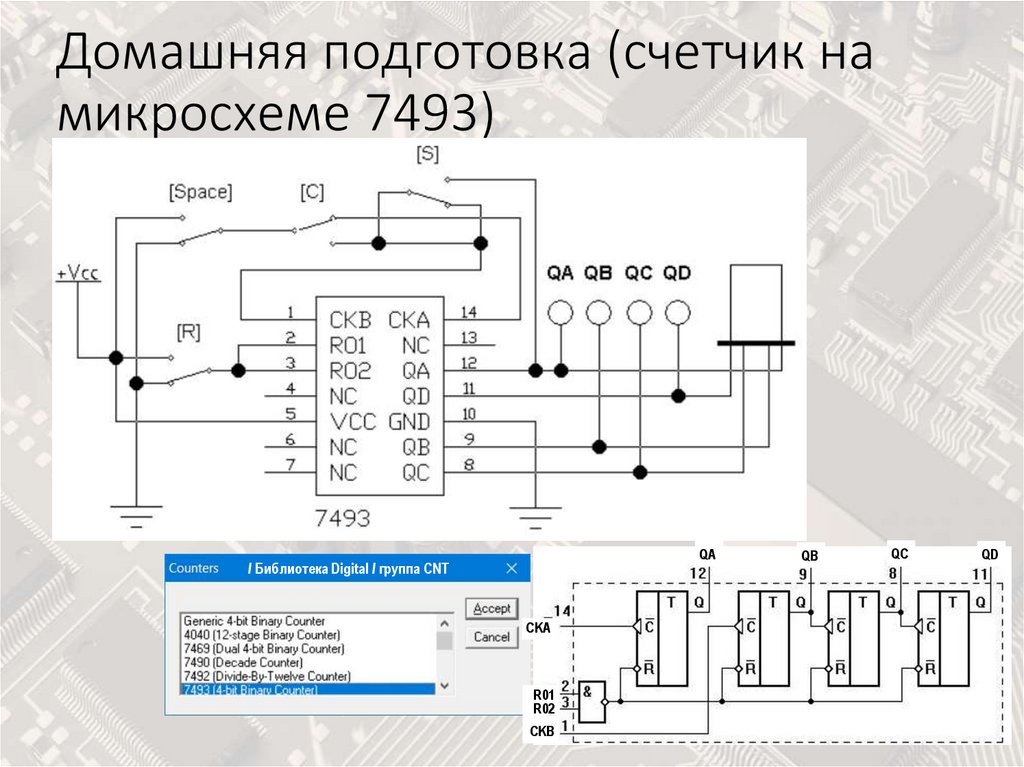 Домашняя подготовка (счетчик на микросхеме 7493)