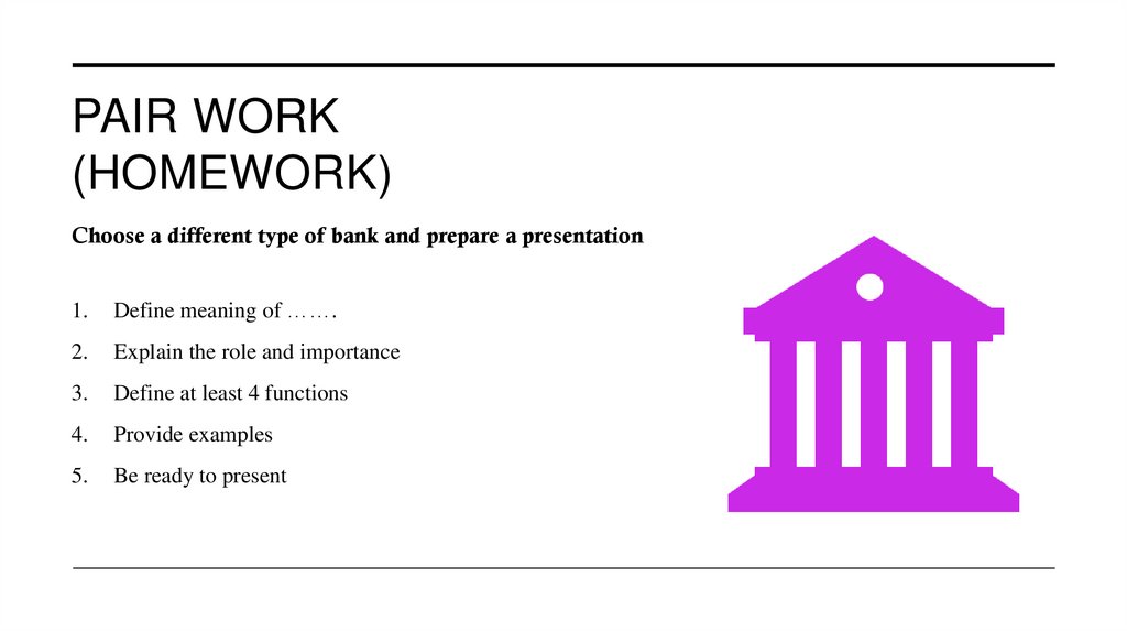 Pair work (homework)