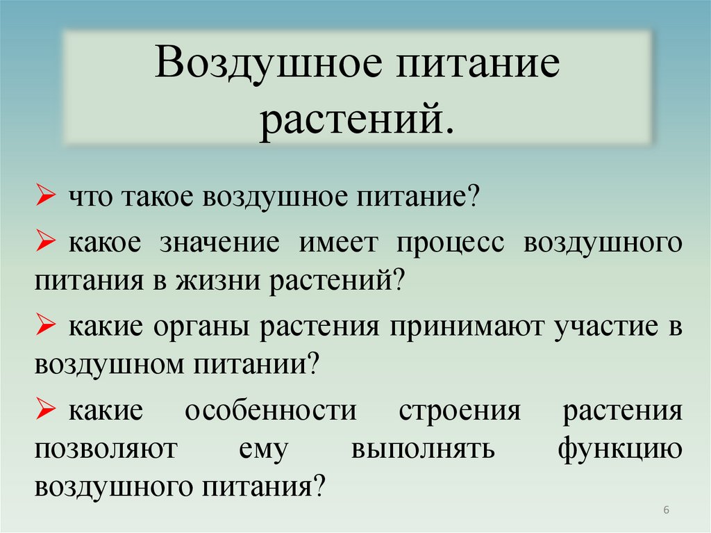 Воздушное питание растений.