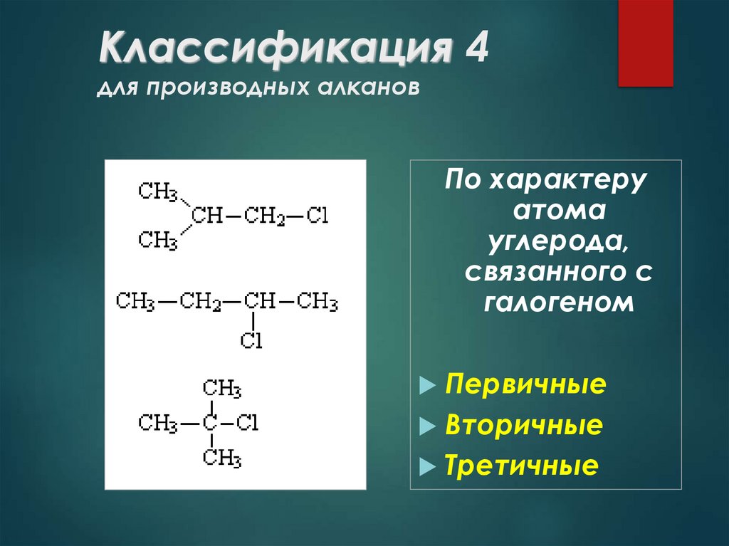 Классификация 4 для производных алканов