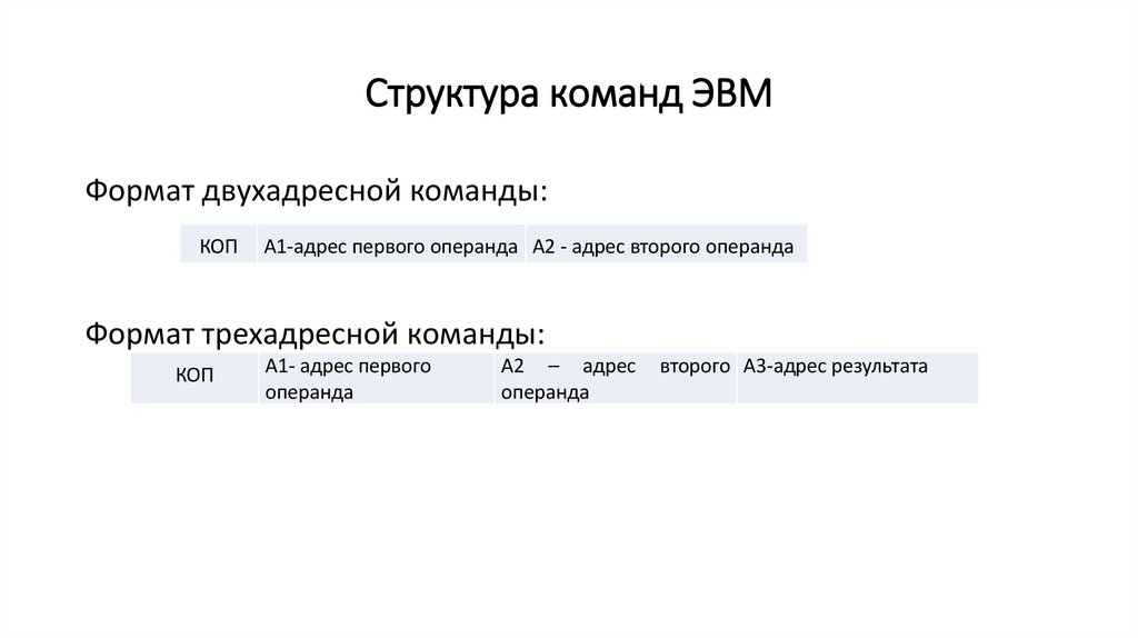 Структура команд ЭВМ
