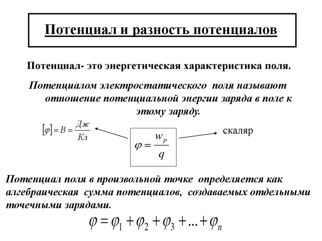 Потенциал и разность потенциалов