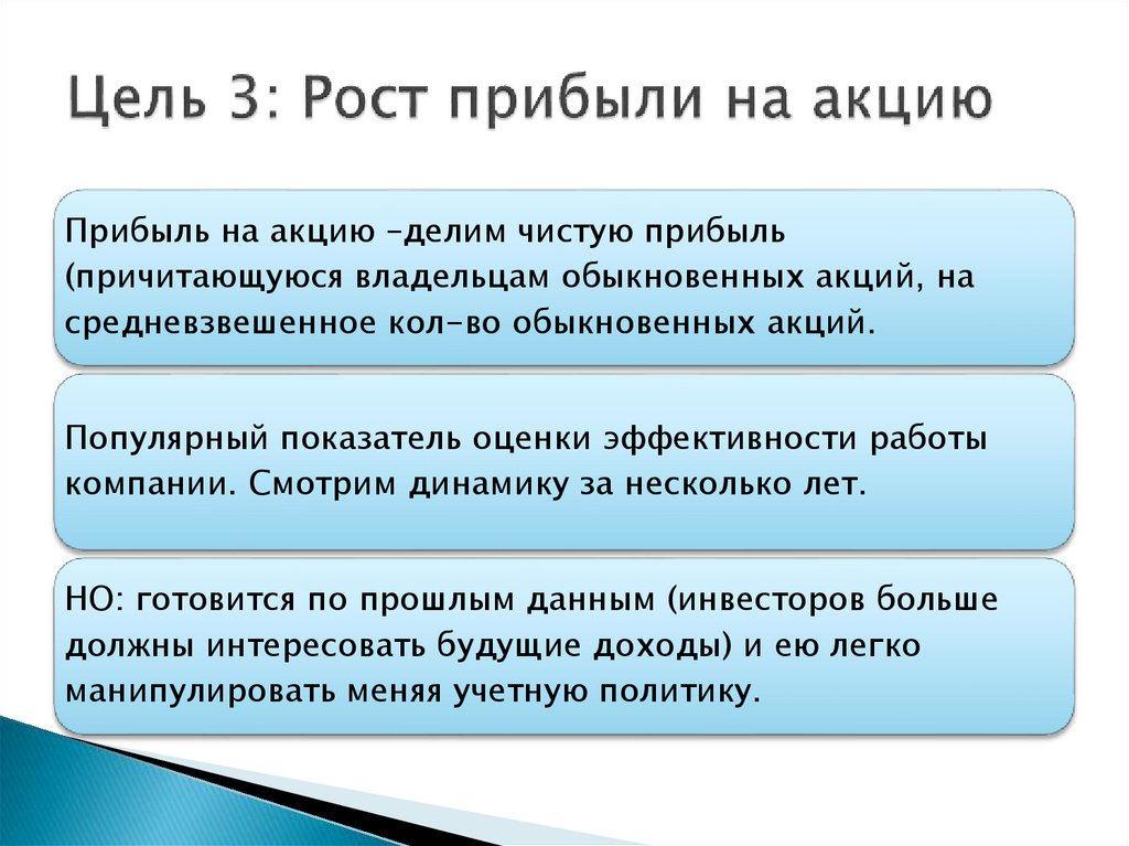 Цель 3: Рост прибыли на акцию