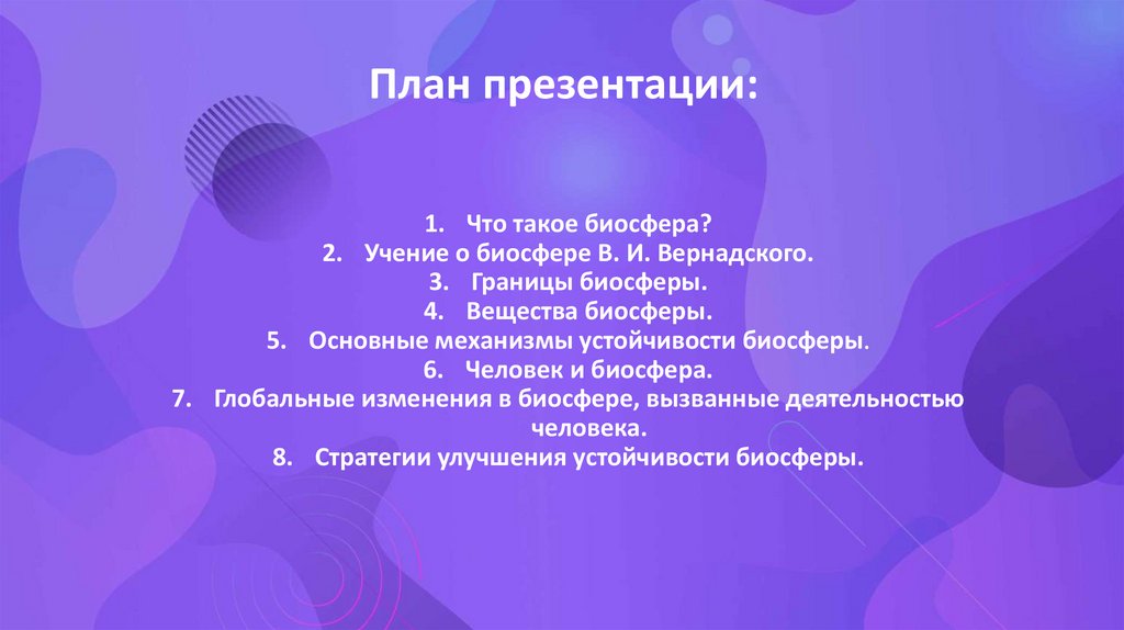 План презентации: