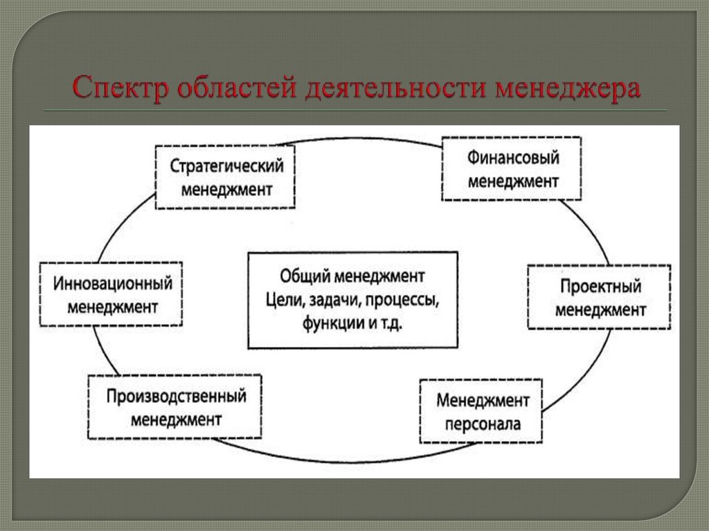 Спектр областей деятельности менеджера
