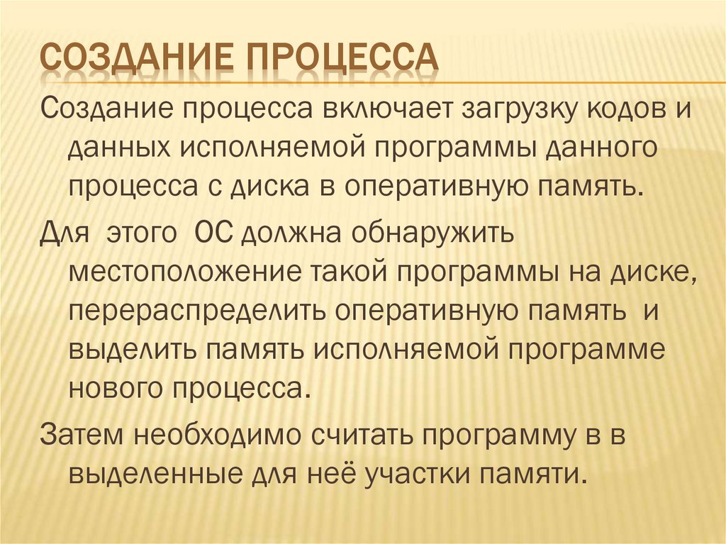 Создание процесса