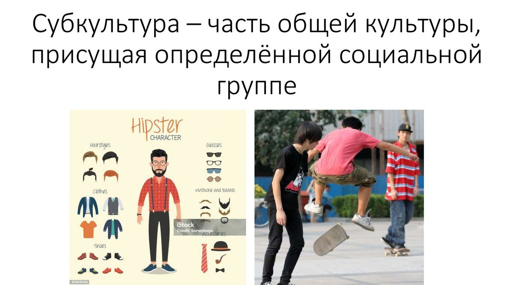 Субкультура – часть общей культуры, присущая определённой социальной группе