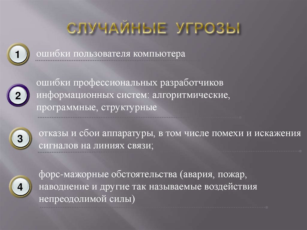 СЛУЧАЙНЫЕ УГРОЗЫ