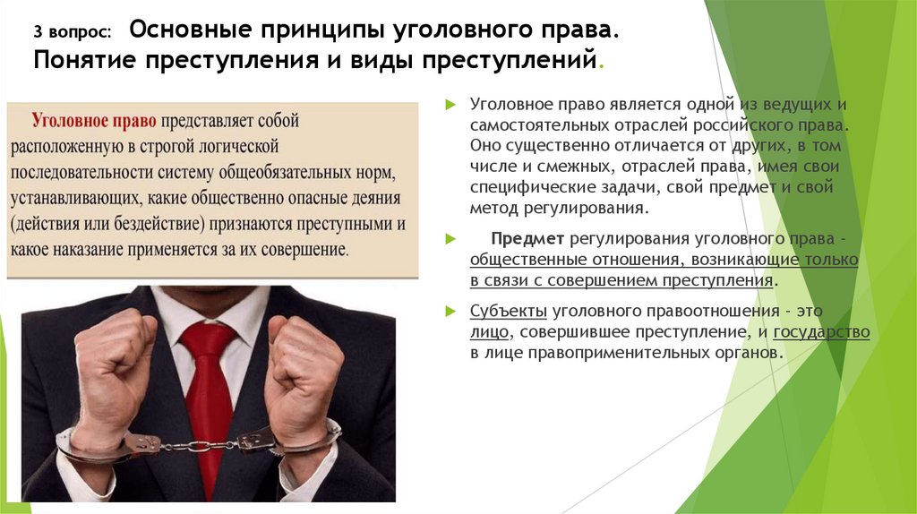 3 вопрос: Основные принципы уголовного права. Понятие преступления и виды преступлений.