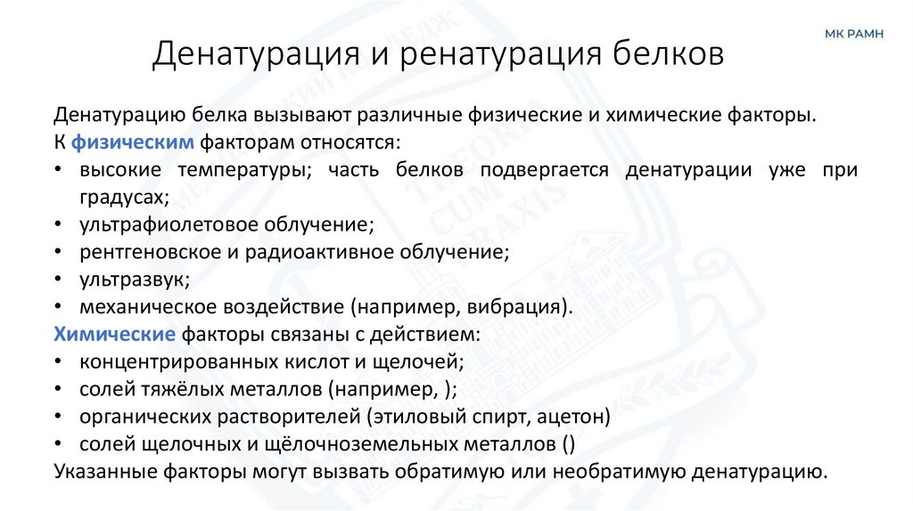 Денатурация и ренатурация белков