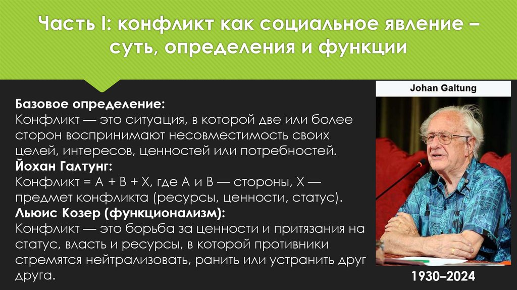 Часть I: конфликт как социальное явление – суть, определения и функции