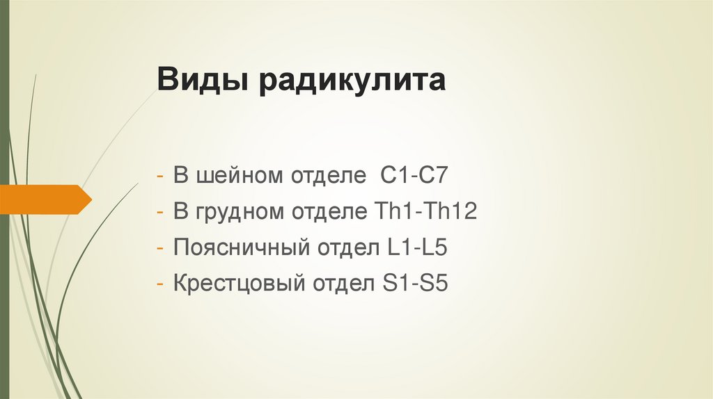 Виды радикулита