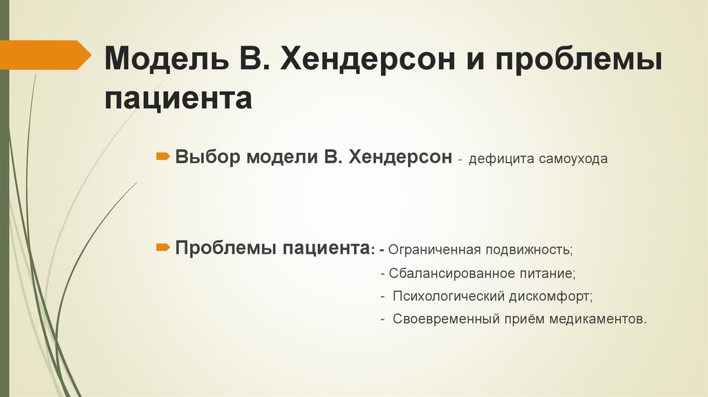 Модель В. Хендерсон и проблемы пациента