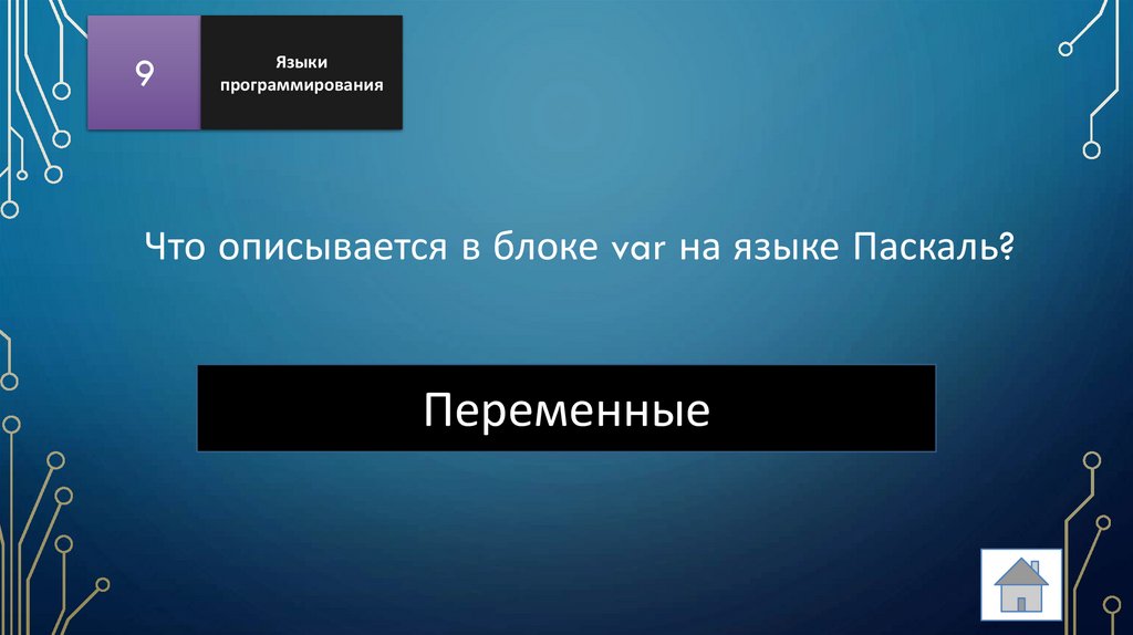 Что описывается в блоке var на языке Паскаль?