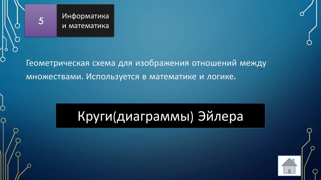 Геометрическая схема для изображения отношений между множествами. Используется в математике и логике.