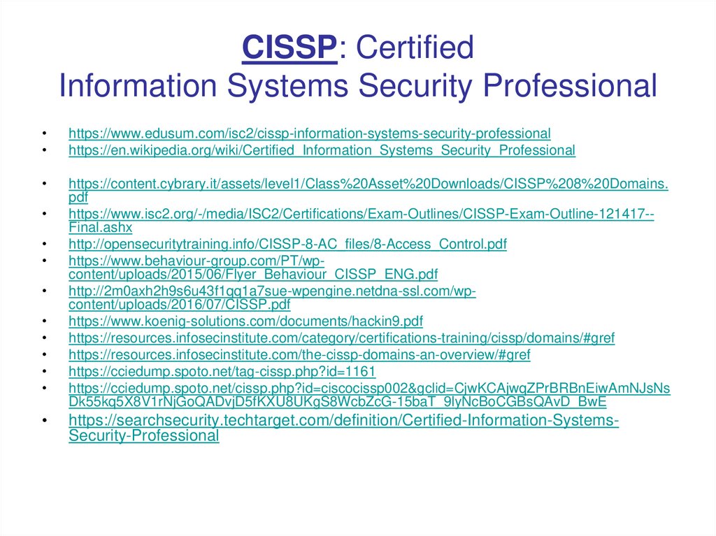 CISSP: Certified Information Systems Security Professional