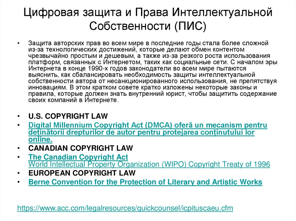 Цифровая защита и Права Интеллектуальной Собственности (ПИС)