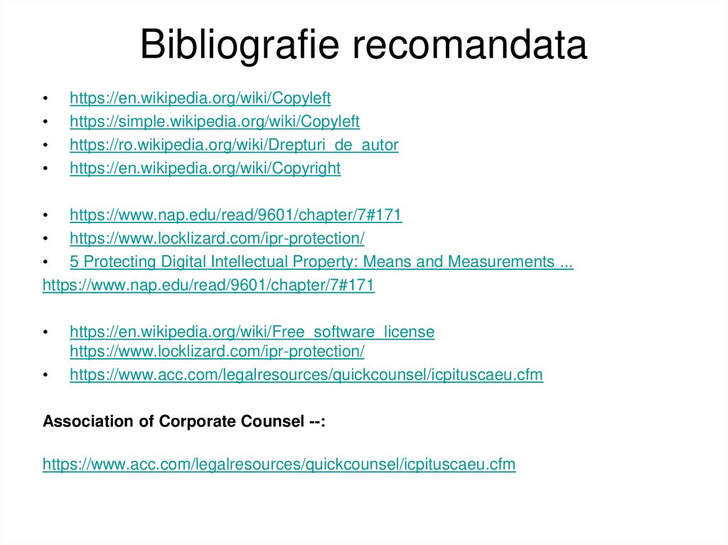 Bibliografie recomandata