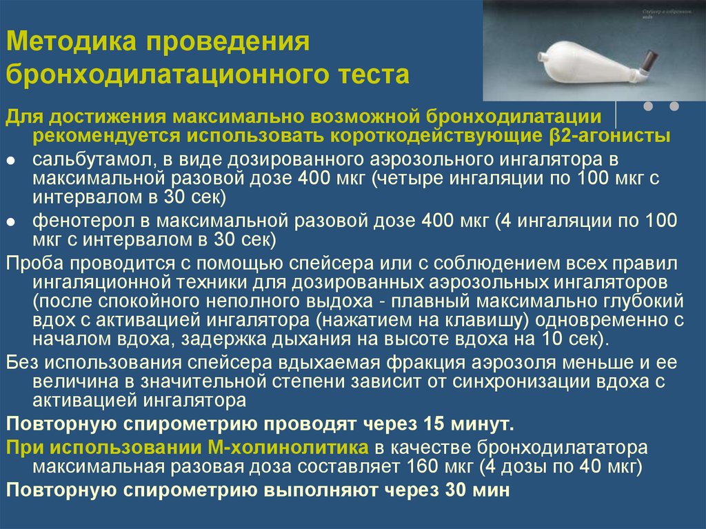 Противоказания для проведения бронходилатационного теста: