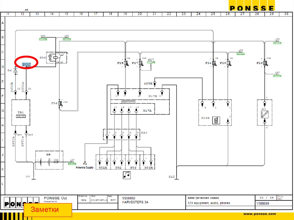 Электроцентр кабины - Точка питания 30С