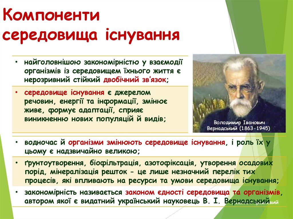 Компоненти середовища існування