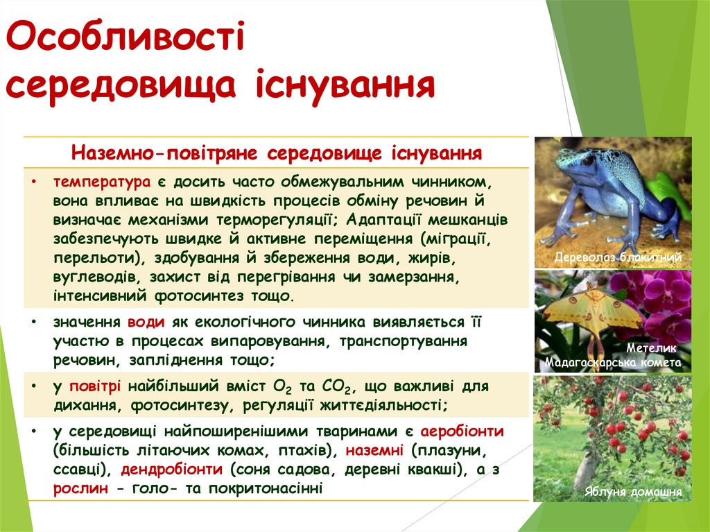Особливості середовища існування