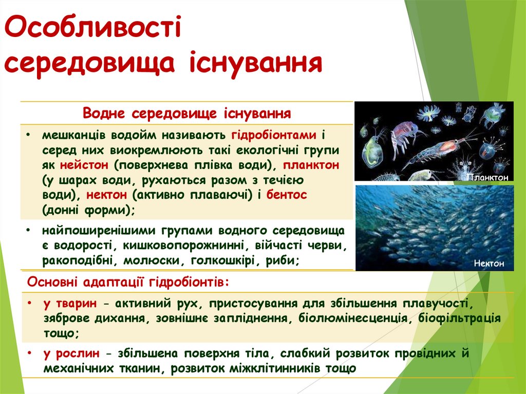 Особливості середовища існування