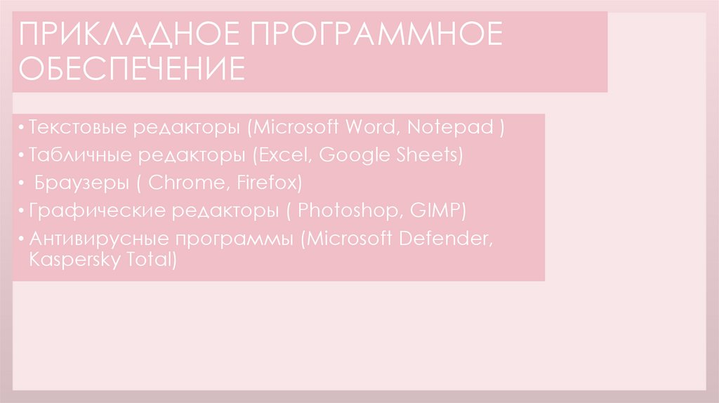 ПРИКЛАДНОЕ ПРОГРАММНОЕ ОБЕСПЕЧЕНИЕ