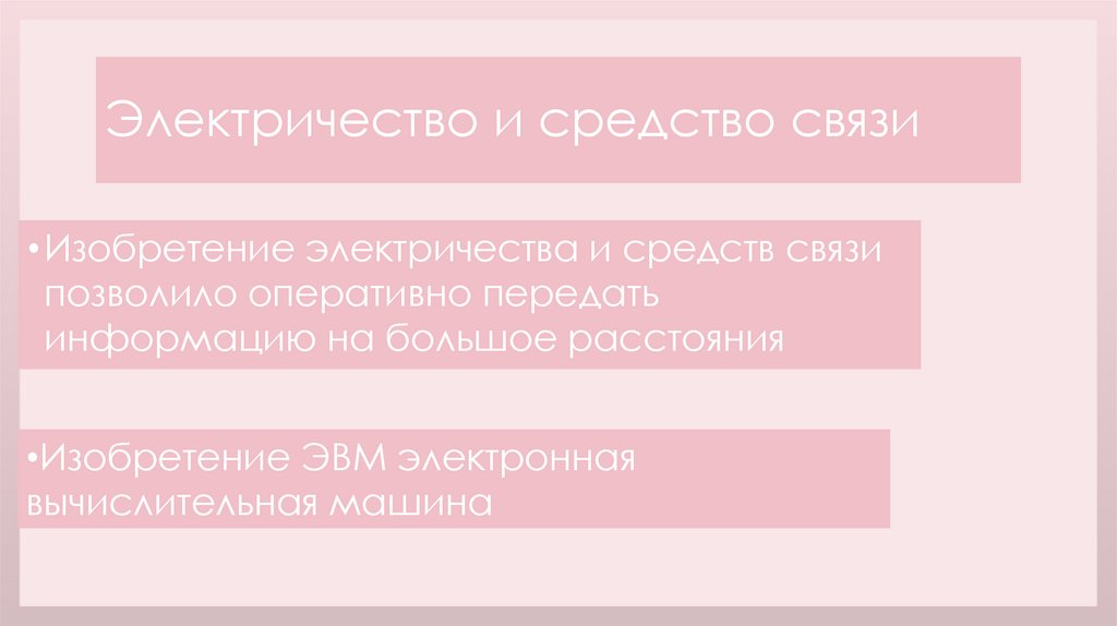 Электричество и средство связи