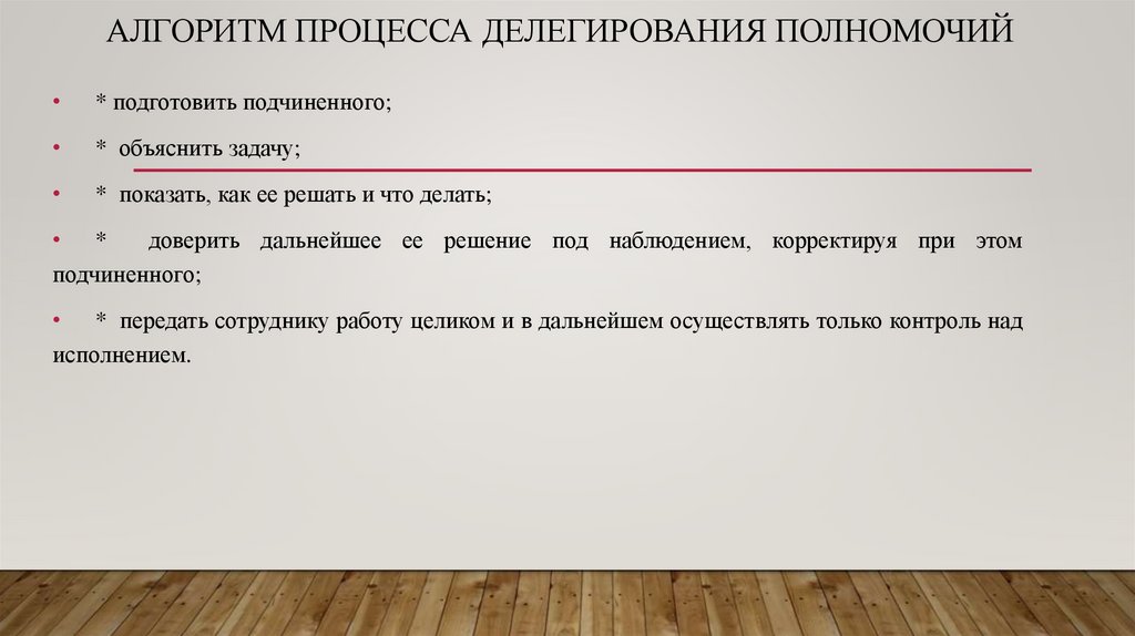 алгоритм процесса делегирования полномочий