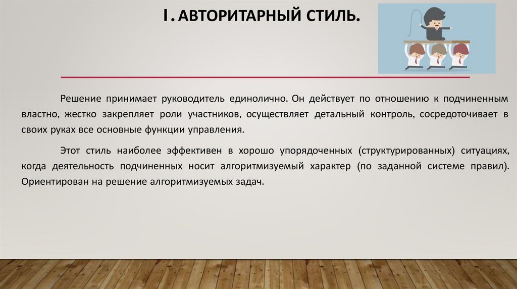 1. Авторитарный стиль.