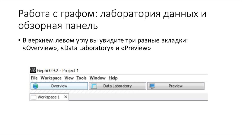 Работа с графом: лаборатория данных и обзорная панель