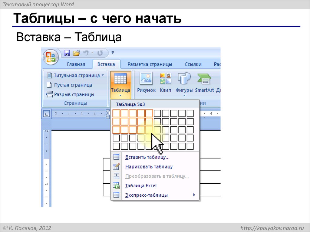 Таблицы – с чего начать