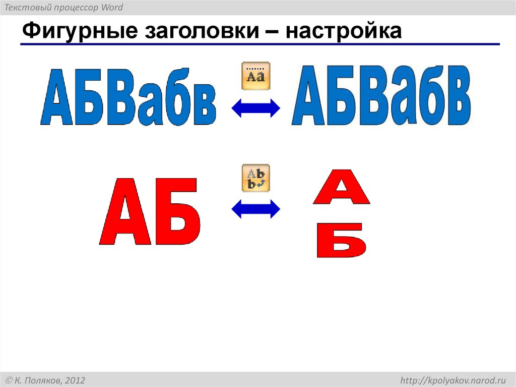 Фигурные заголовки – настройка