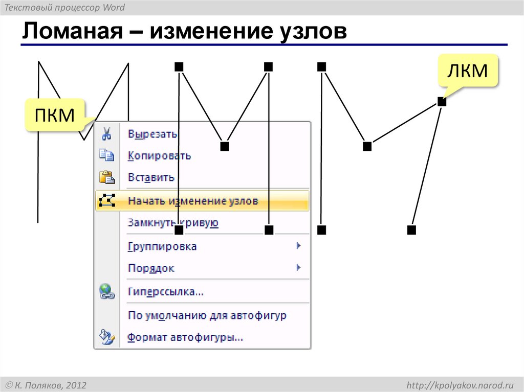 Ломаная – изменение узлов