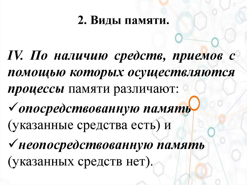 2. Виды памяти.