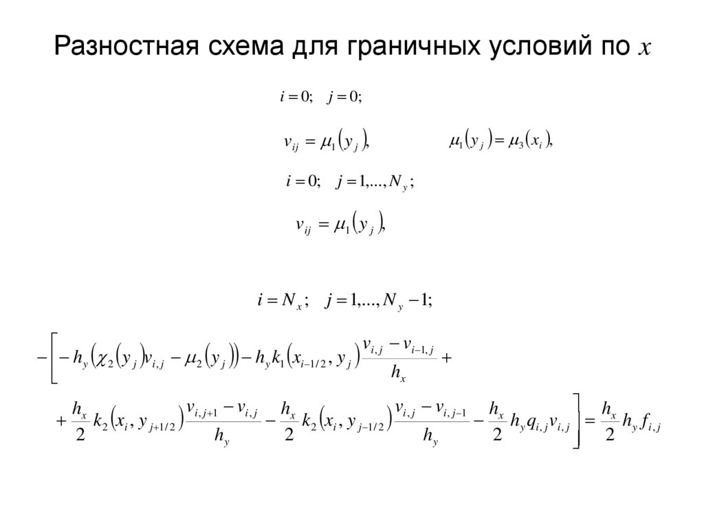 Разностная схема для граничных условий по x