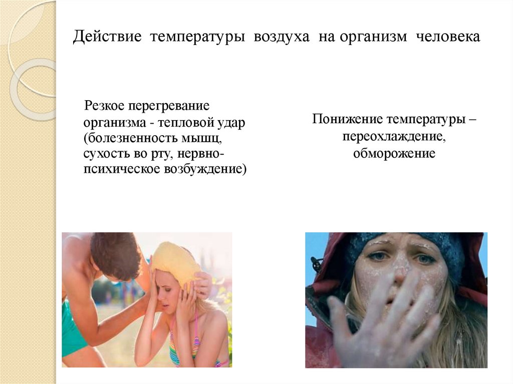 Действие температуры воздуха на организм человека