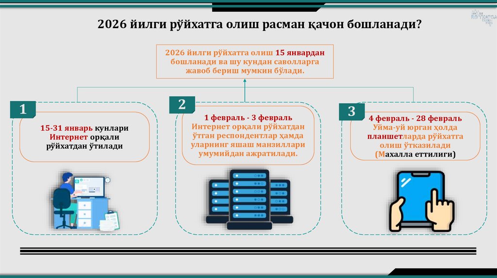 2026 йилги рўйхатга олиш расман қачон бошланади?