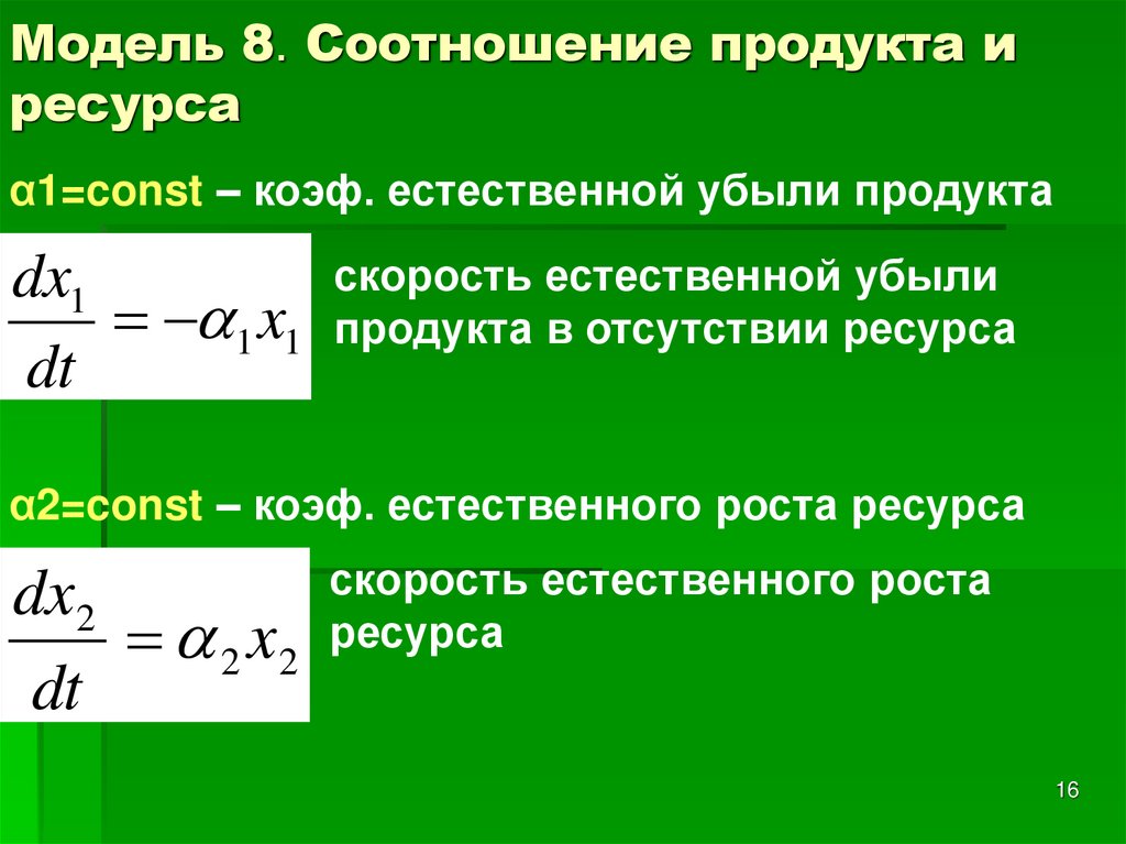 Модель 8. Соотношение продукта и ресурса