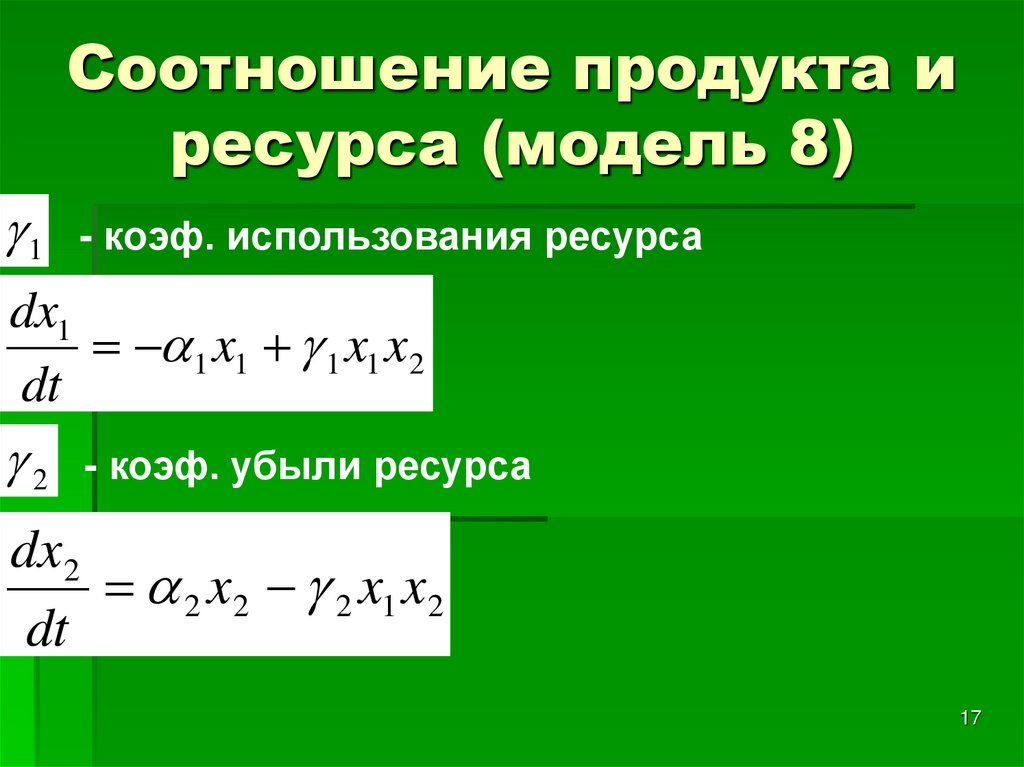 Соотношение продукта и ресурса (модель 8)
