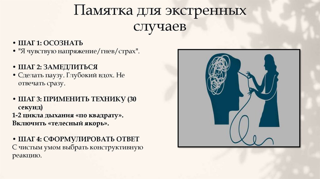 Памятка для экстренных случаев