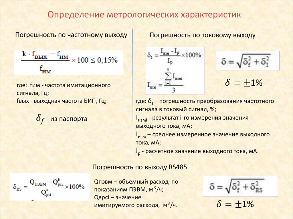 Определение метрологических характеристик