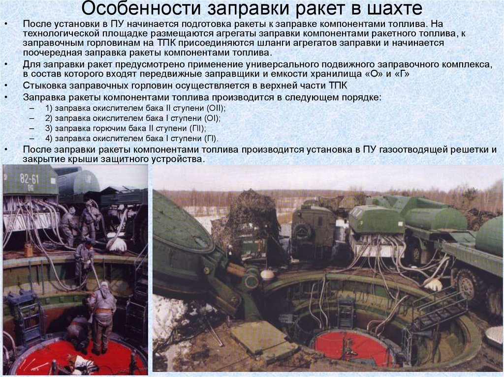 Особенности заправки ракет в шахте