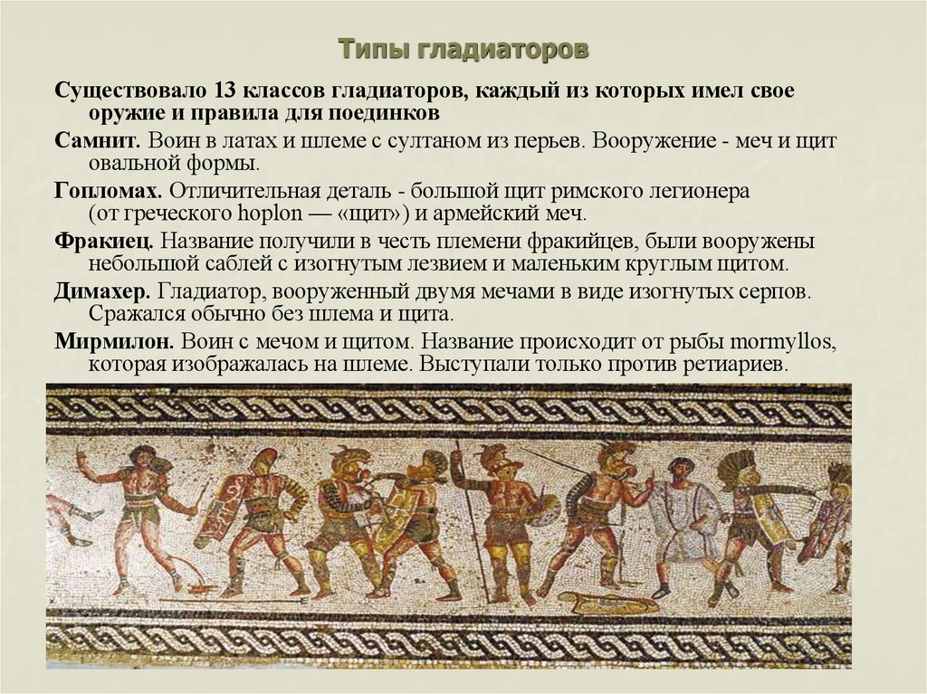 Типы гладиаторов