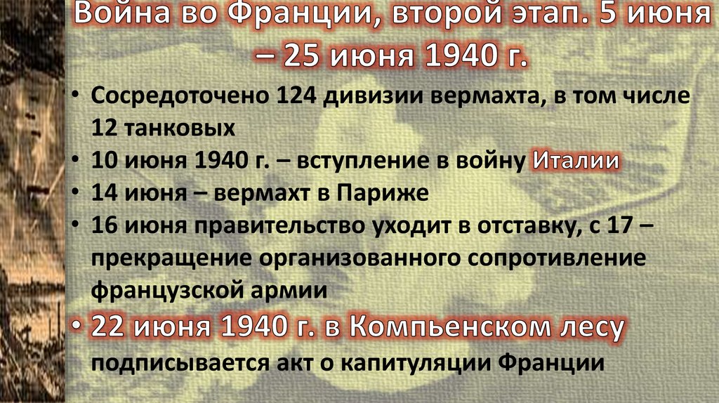 Война во Франции, второй этап. 5 июня – 25 июня 1940 г.